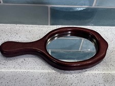 Vintage, Antique Wood Handheld Mirror 11”x4.5” picture