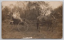 RPPC Horse Drawn Buggy Photo Postcard Clara Lula Nellie Stone Decatur IL picture