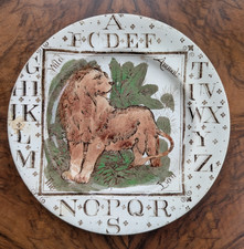 Antique 1880's Brownhill's Child's Alphabet Plate - Lion (Staffordshire) picture