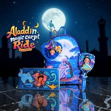 Loungefly Disney Aladdin Magic Carpet Ride Mini Backpack,Wallet,Charm,Mirror&PEN picture
