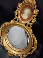 Vtg Oval Cameo Mrs Chaplin George Romney Rococo Gold Frame 19' 12 Beveled Mirror picture