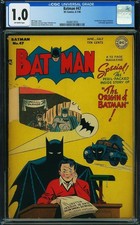 1948 D.C. Comics Batman 47 CGC 1.0. 1st Detailed Origin of Batman picture